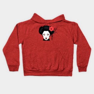 Japanese geisha girl face Kids Hoodie